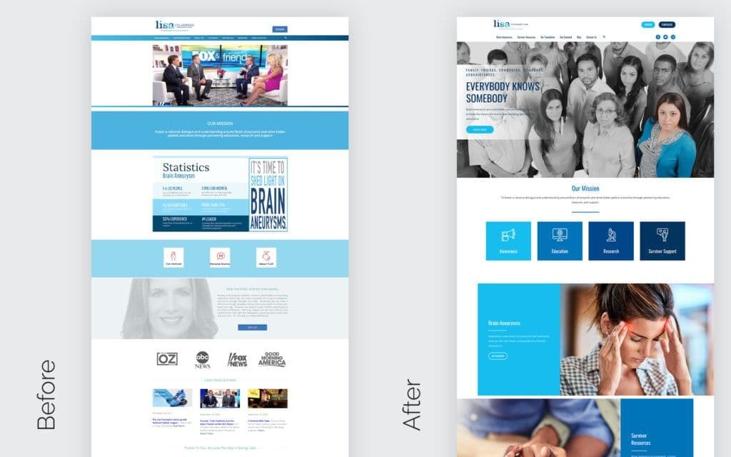 A website redesign the ZGM team completed for The Lisa Foundation.