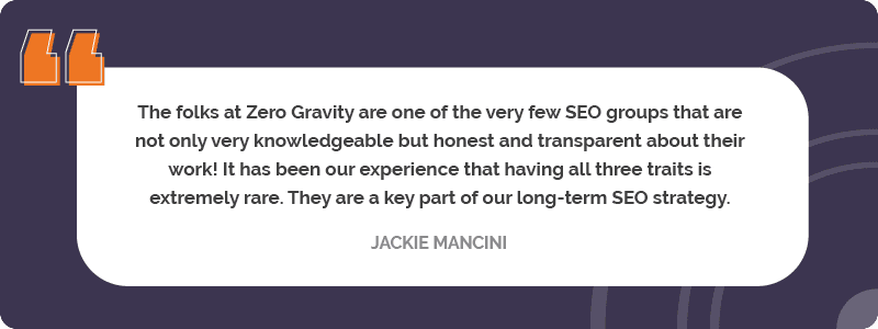 Jackie Mancini review for Zero Gravity Marketing