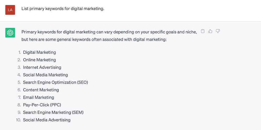 ChatPGT SEO Prompt Example