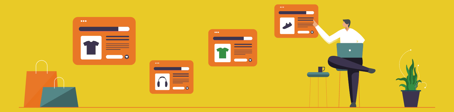 Visuals with short captions or product descriptions