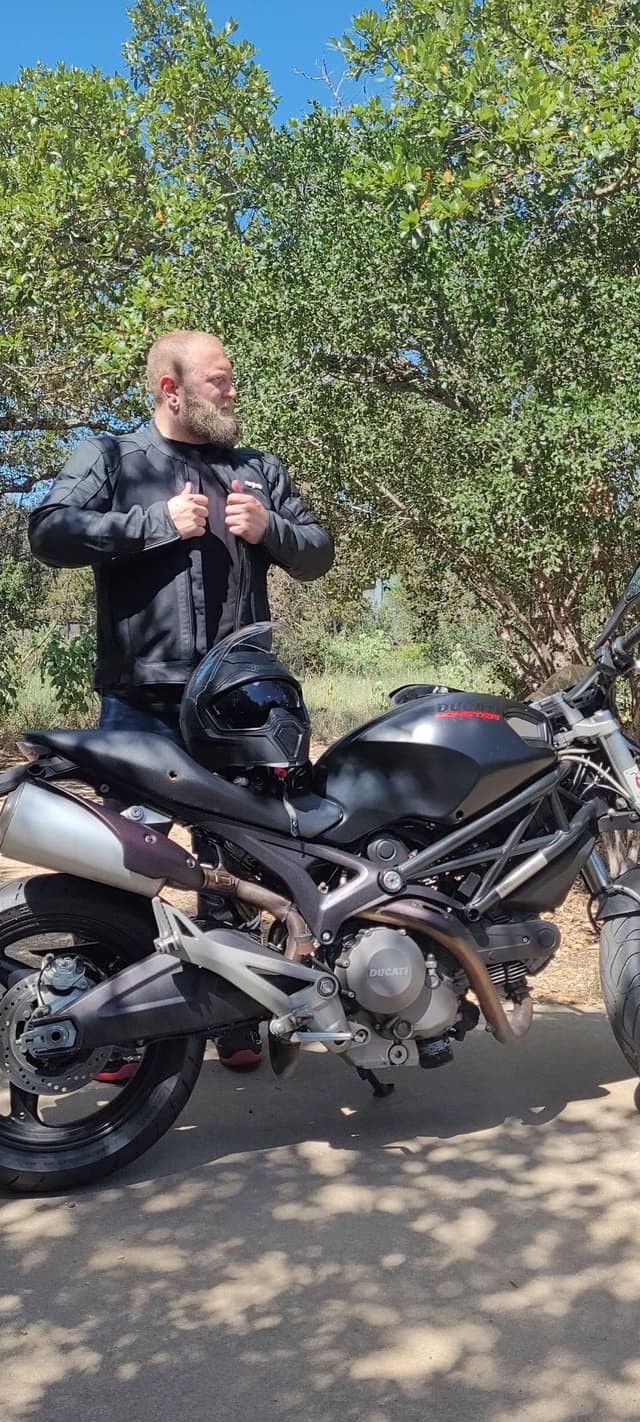 Wil Paschall on a motorcycle