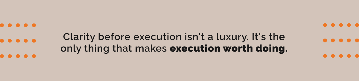 Quote emphasizing that clarity and strategy are essential before marketing execution begins