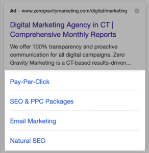 google ads site link extension on mobile