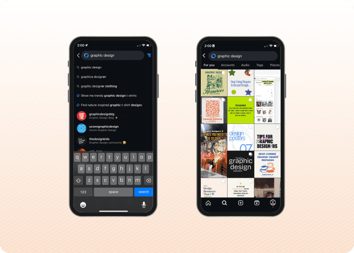 Instagram Discover tabs