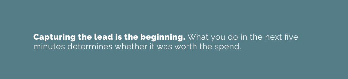 Quote emphasizing that fast lead follow-up determines whether marketing spend drives revenue