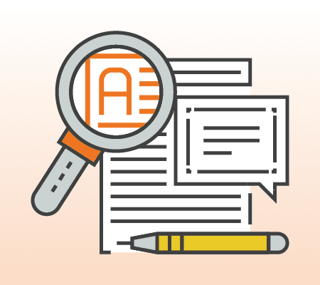 Magnifying glass over content