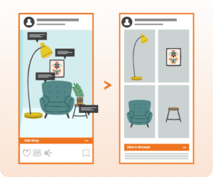 Tagged product examples on Facebook