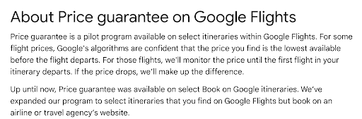 Google flights price guarantee