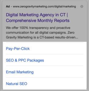 google ads site link extension on mobile