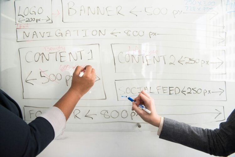 Digital marketing strategy on a whiteboard