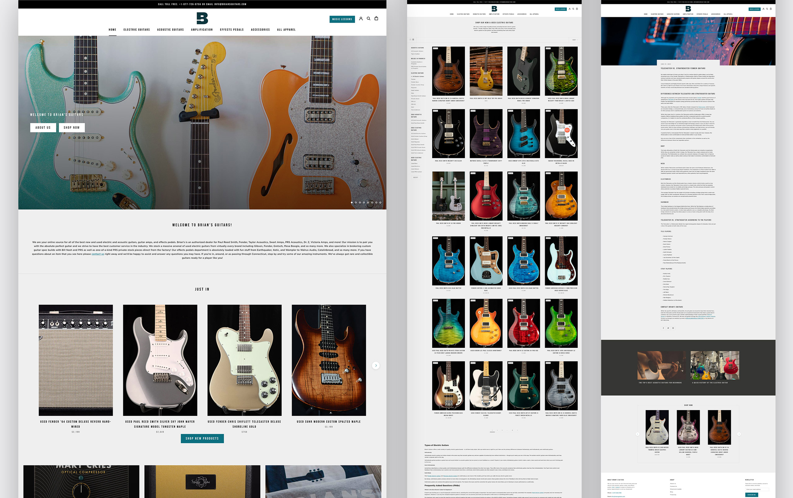 Brians Guitar new Shopify website