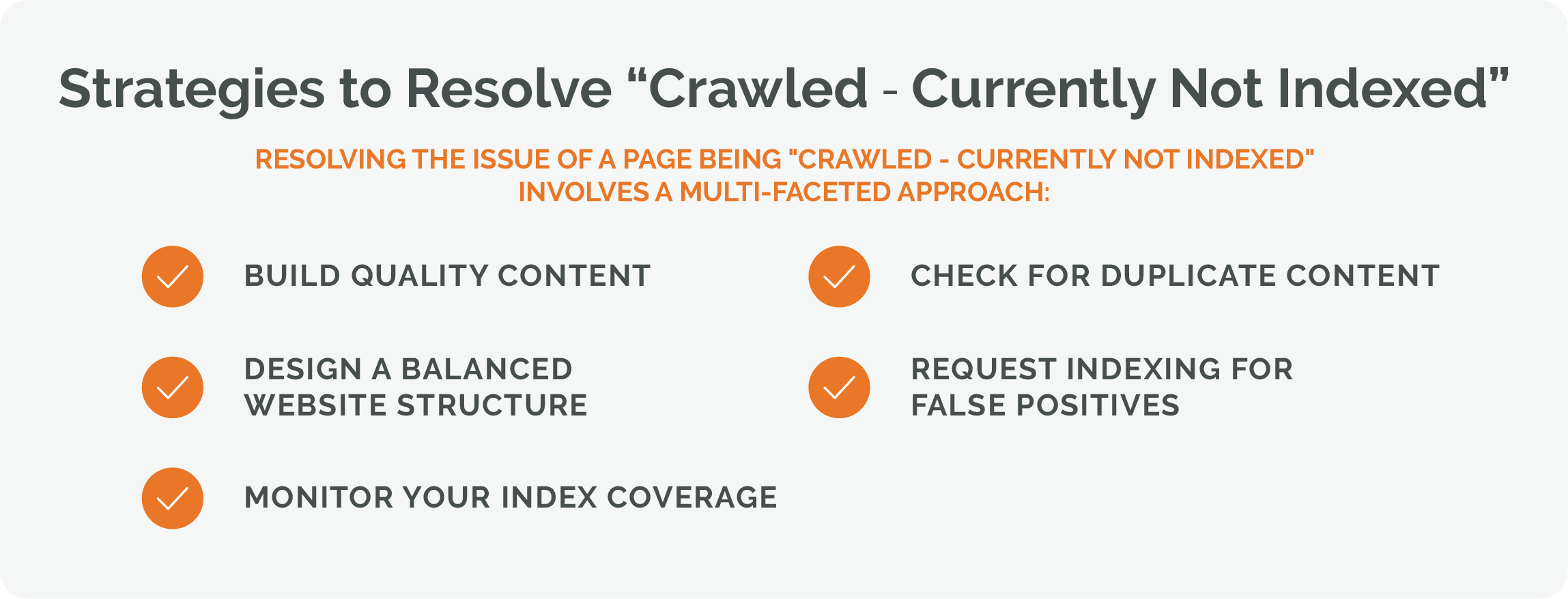 Strategies to resolve crawled currently not indexed GSC