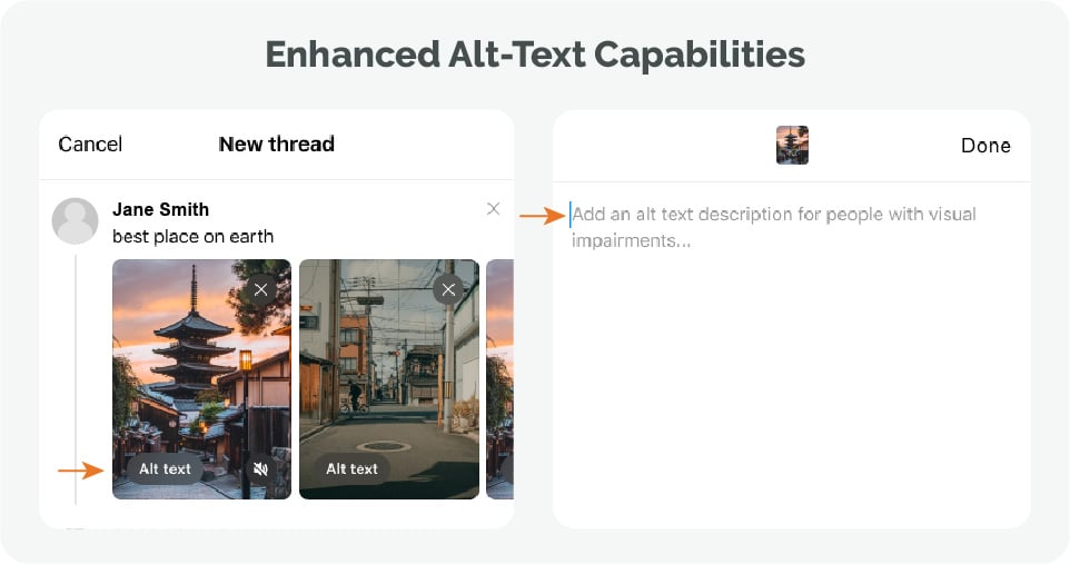 Threads enhanced alt text capabilities